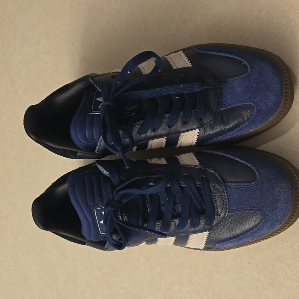 Adidas Women's Navy and White Samba Sneakers Sz 8.5 - Picture 2 of 8
